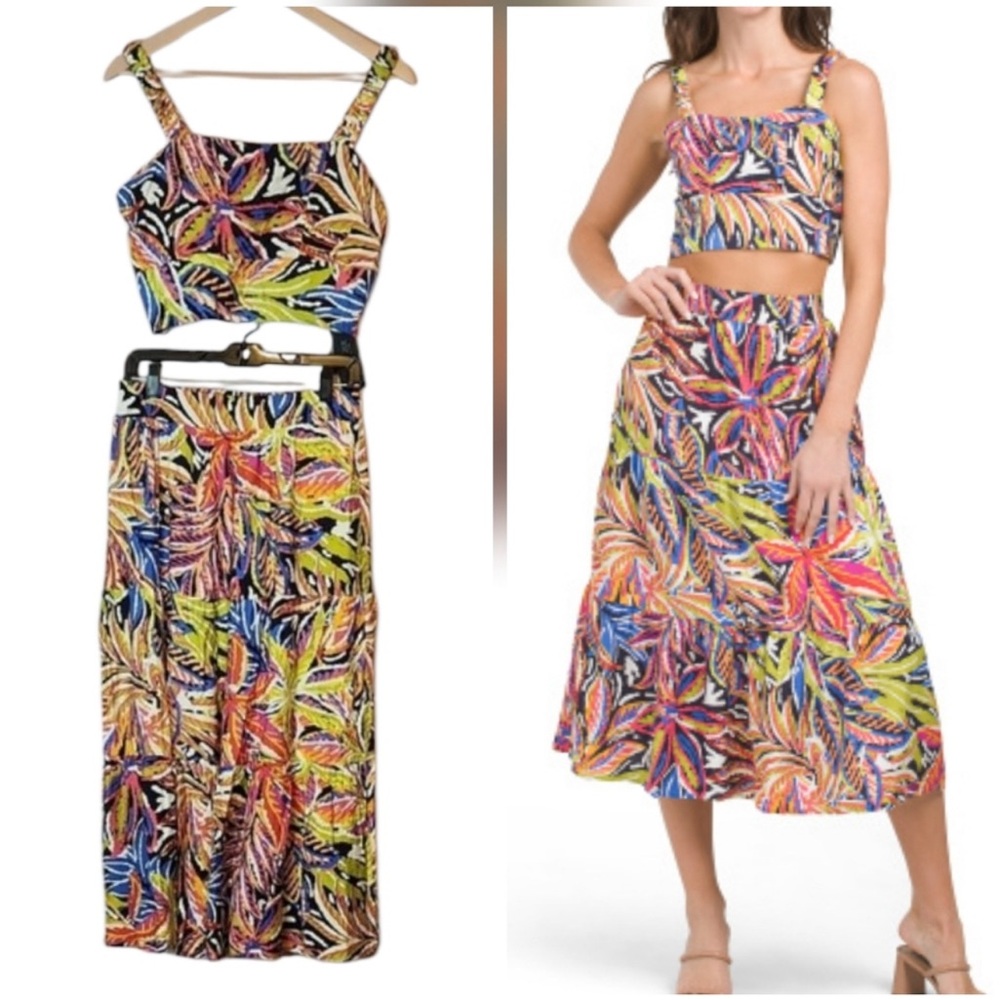 RACHEL ZOE 2pc Printed Flounce Skirt Set, size M